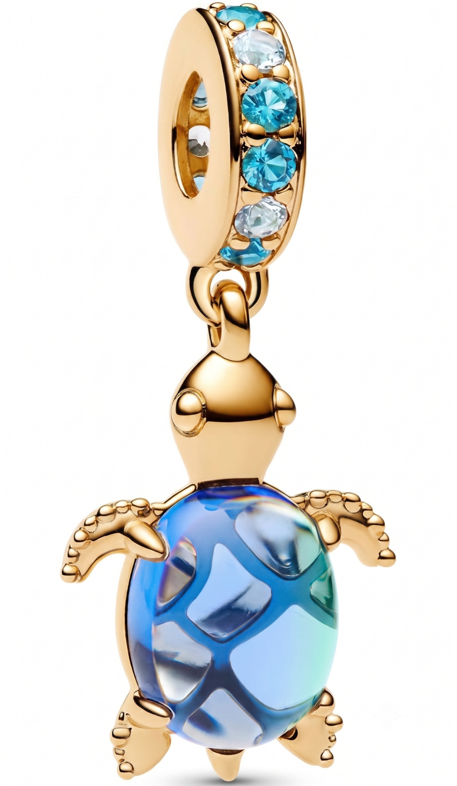 Charm Tortuga Dorada Azul Colgante