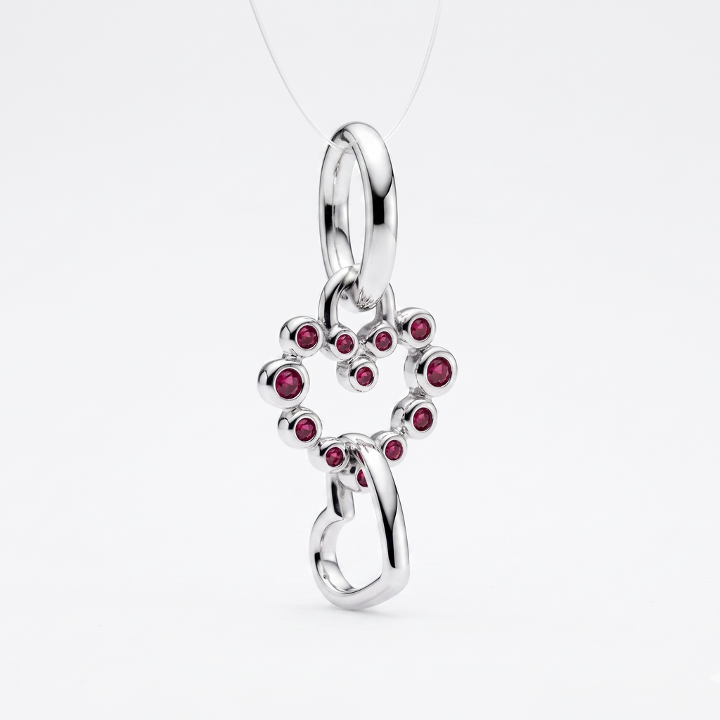 Charm Corazones conectados rojos colgante
