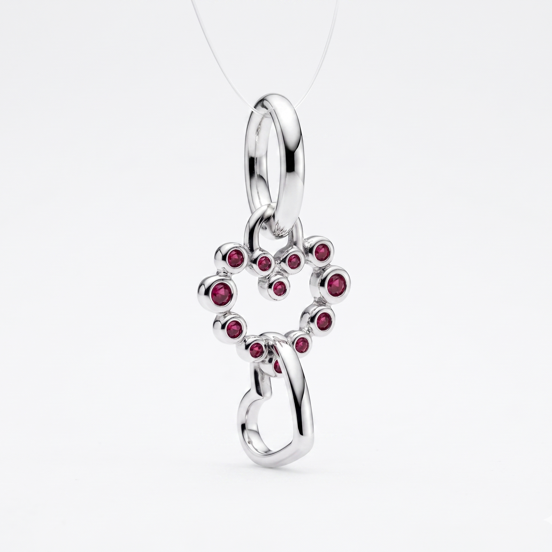 Charm Corazones conectados rojos colgante