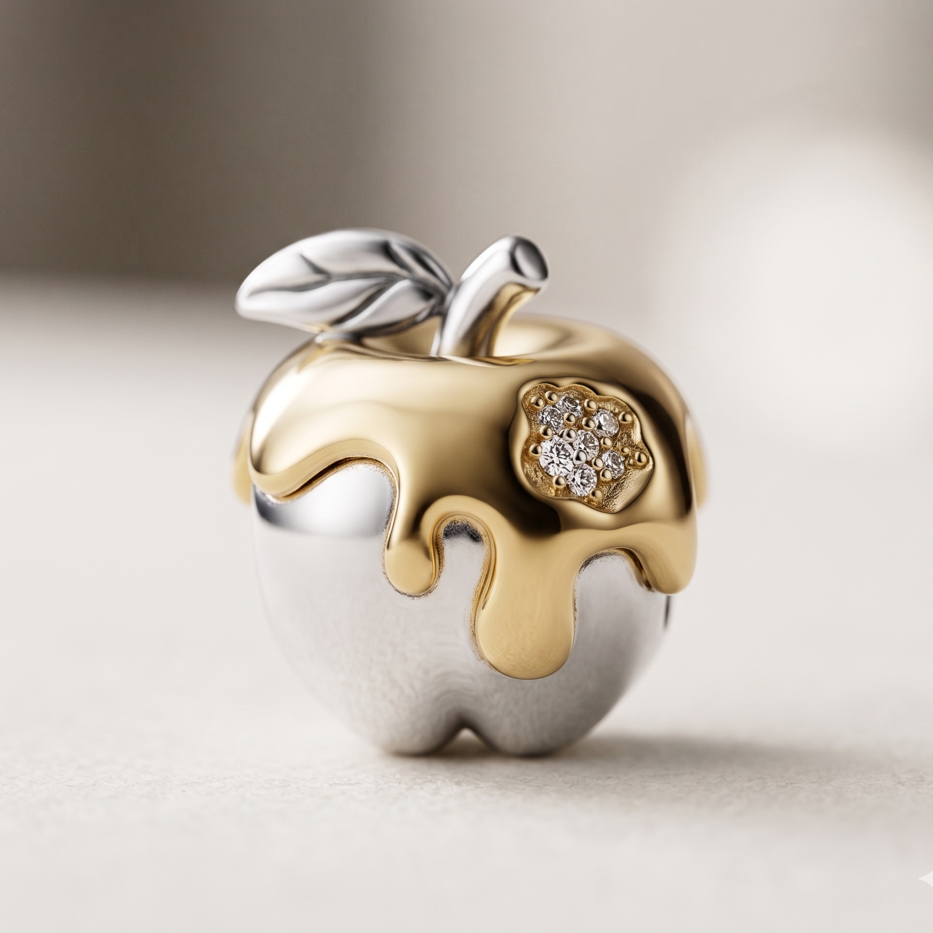 Charm Manzana plateada con dorado separador