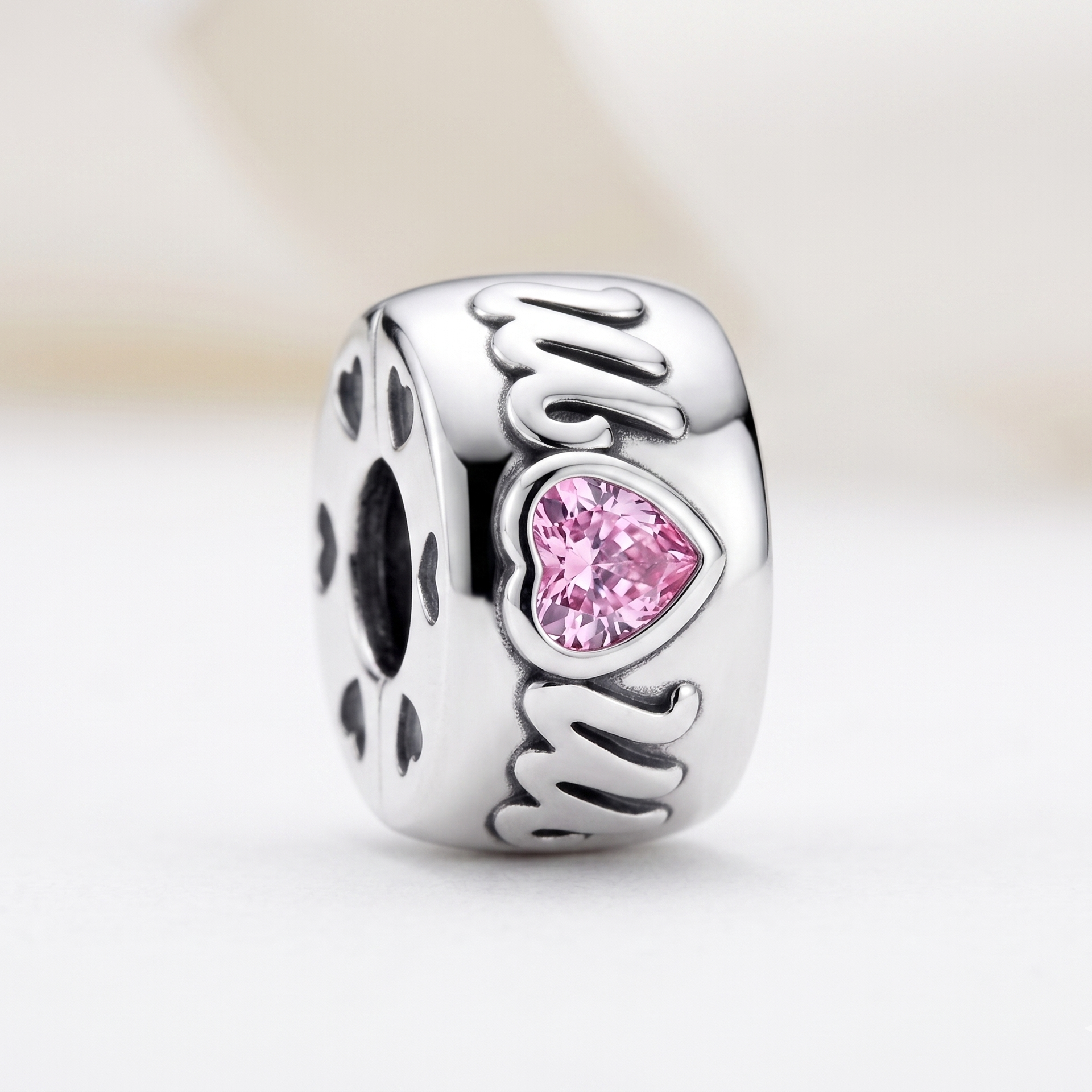Charm Mom seguro (piedra rosa) separador