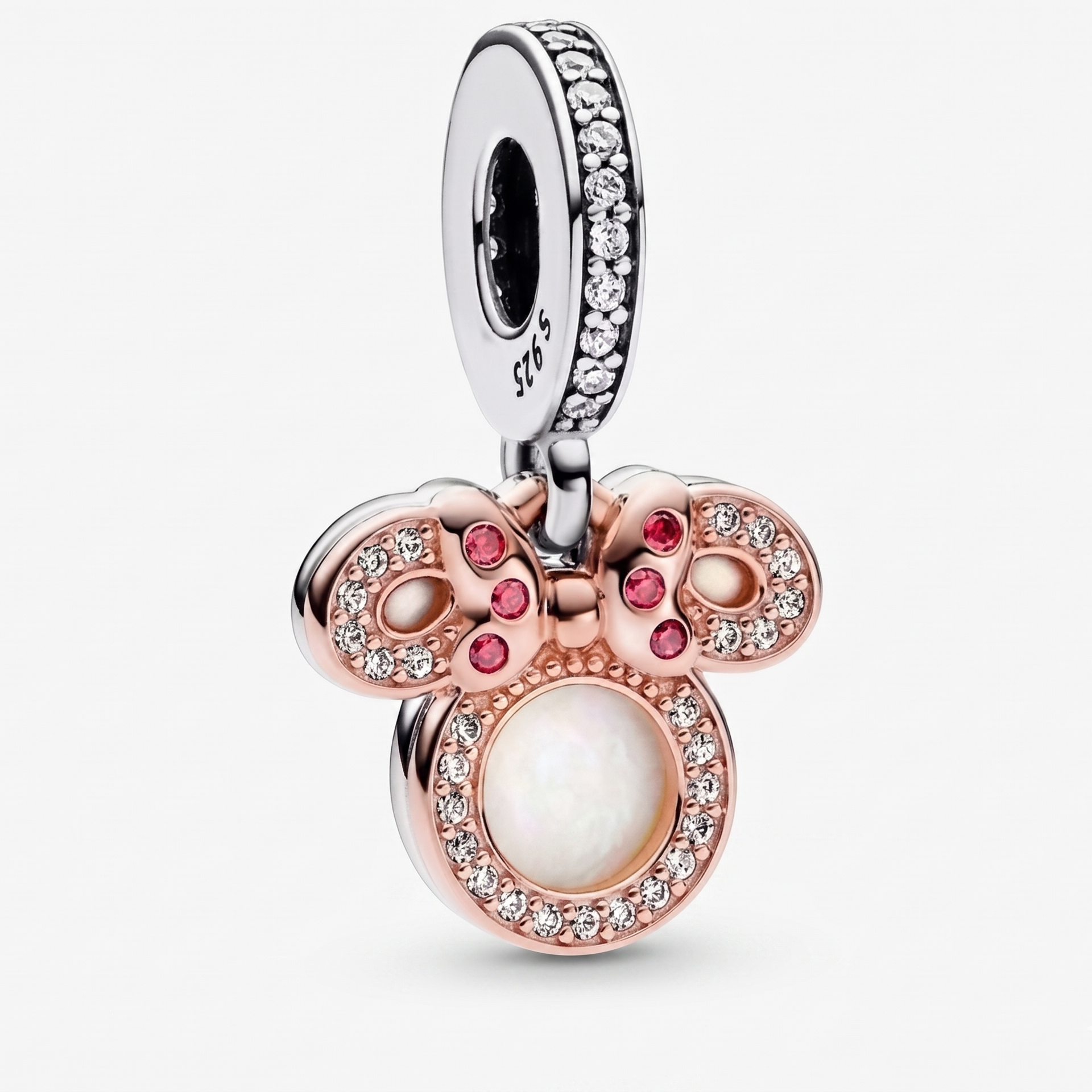 Charm Cabeza Minnie Circón plateado colgante
