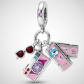 Charm Gafas, tíquete, cámara rosado colgante