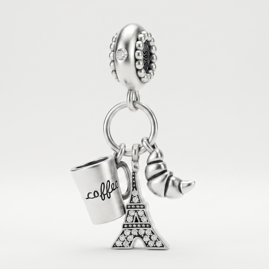 Charm Torre Eiffel, Croissant, Café colgante