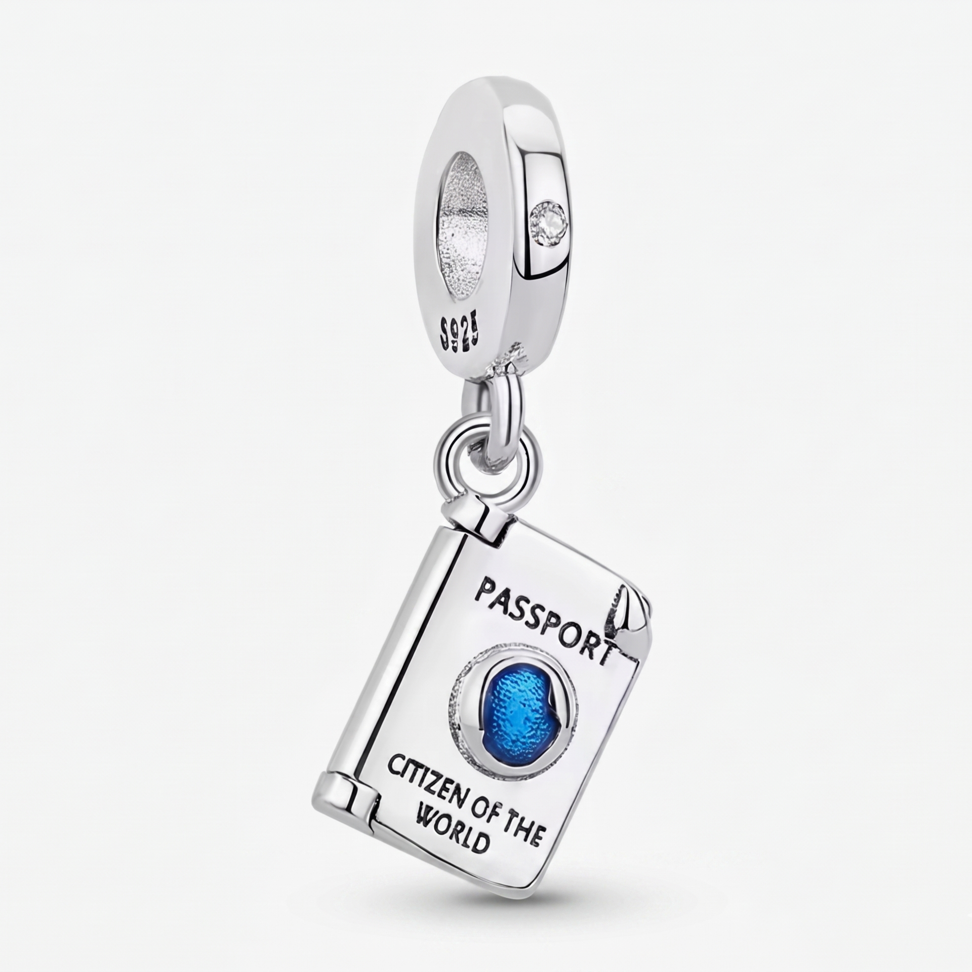Charm Pasaporte circulo azul colgante